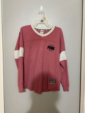 PINK Victoria's Secret Dusty Rose Crewneck with White Trim
